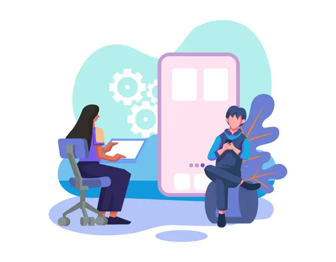 React Native Mobile App Flat Style Illustration Design